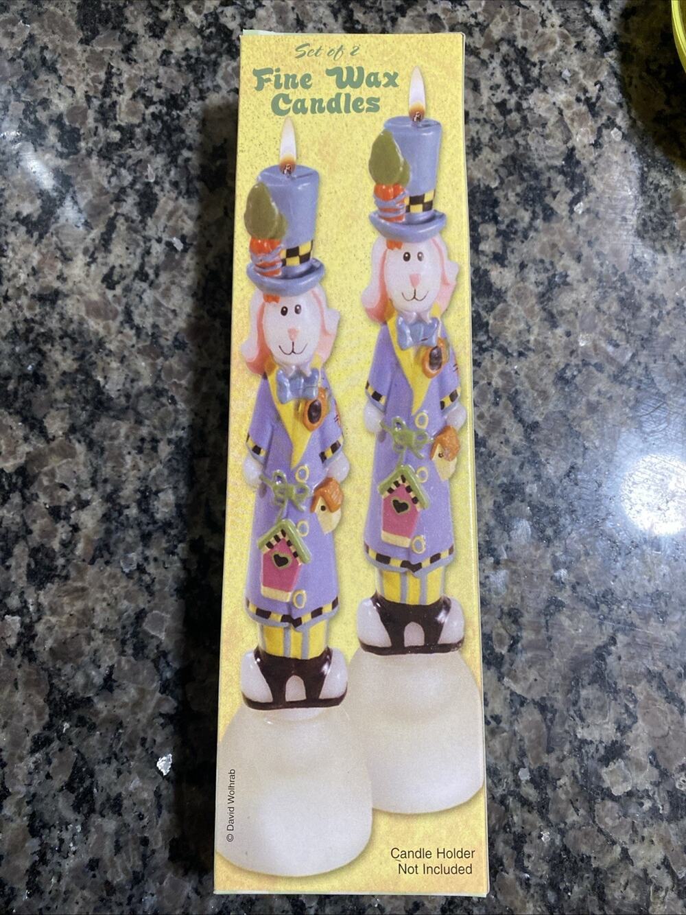 Vintage Fine Wax Candles Floppy-Eared Bunny Candles- Giftco Inc. Set of 2 NIB
